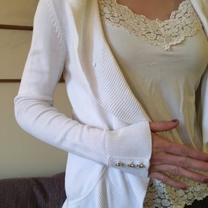 WHBM White Ruffle Sweater
